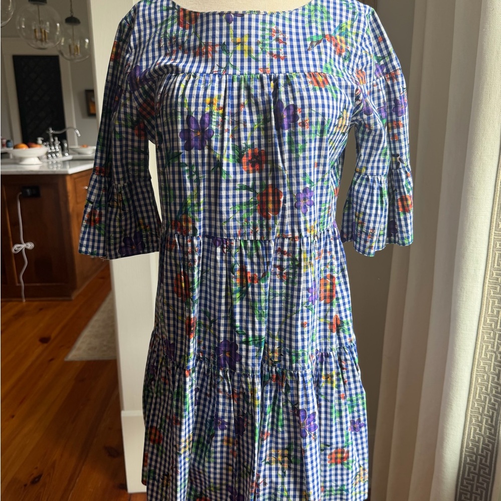 Romeo & Juliet Couture Blue Checkered Floral Dress